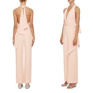 Cushnie Et Ochs Silk Crepe Halter Sash Jumpsuit